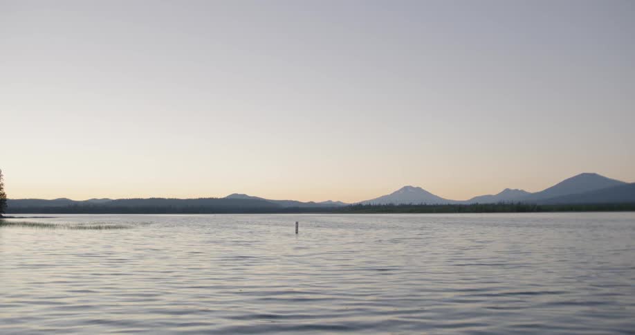 Looking out over the lake at sunset