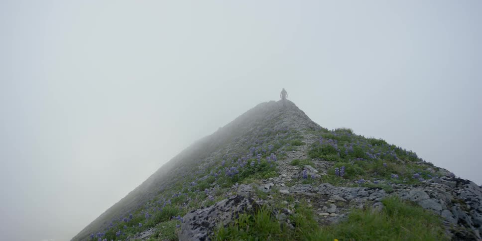 Man stands on a hilltop