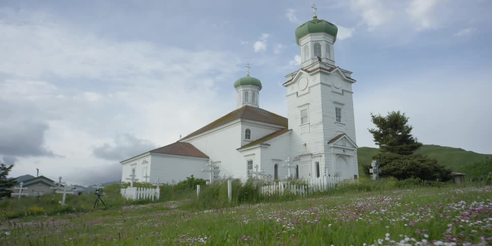 Small graveyard by a country church