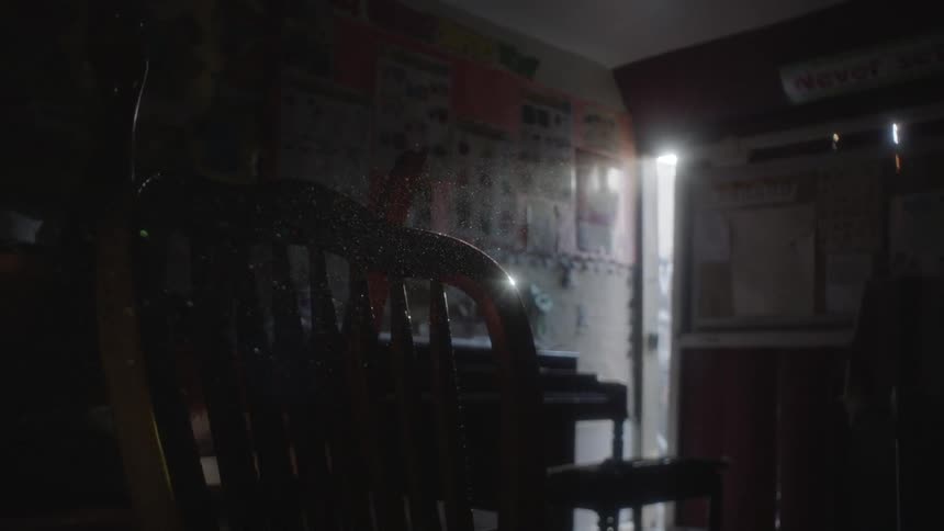 A dusty sunbeam in a classroom