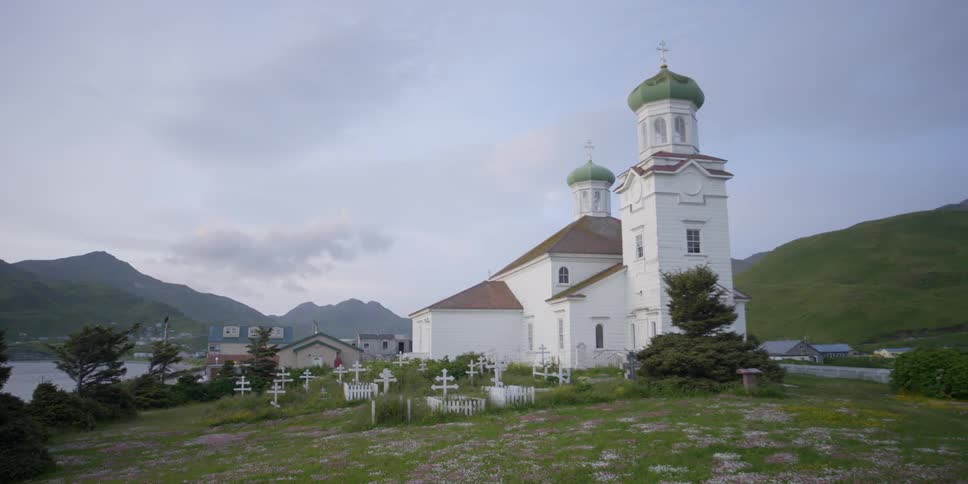 Small graveyard by a country church