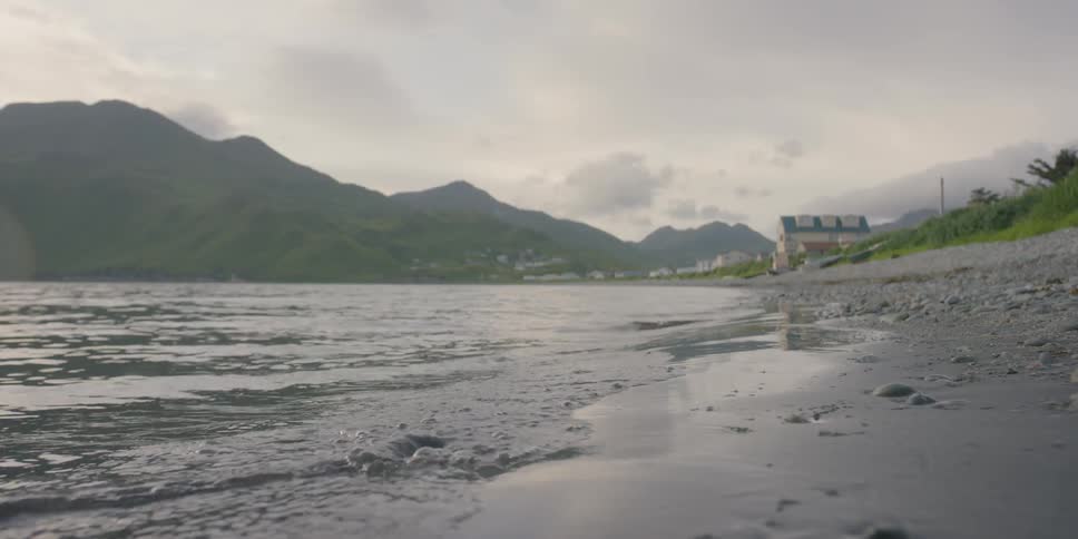 Waves roll onto the beach