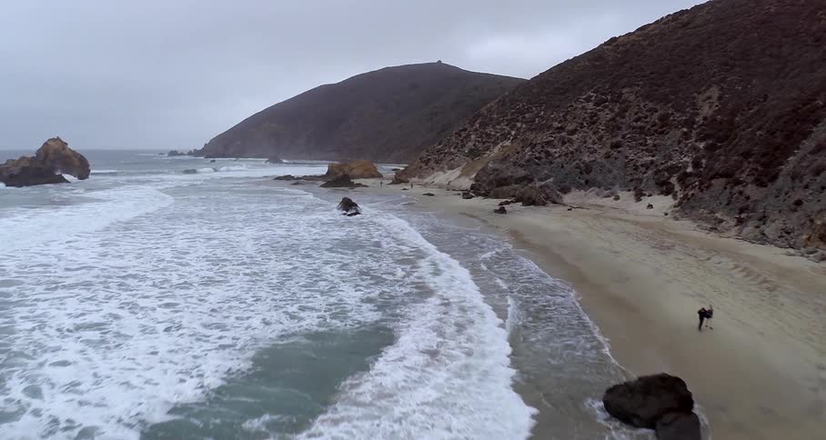 Waves crashing against the beach