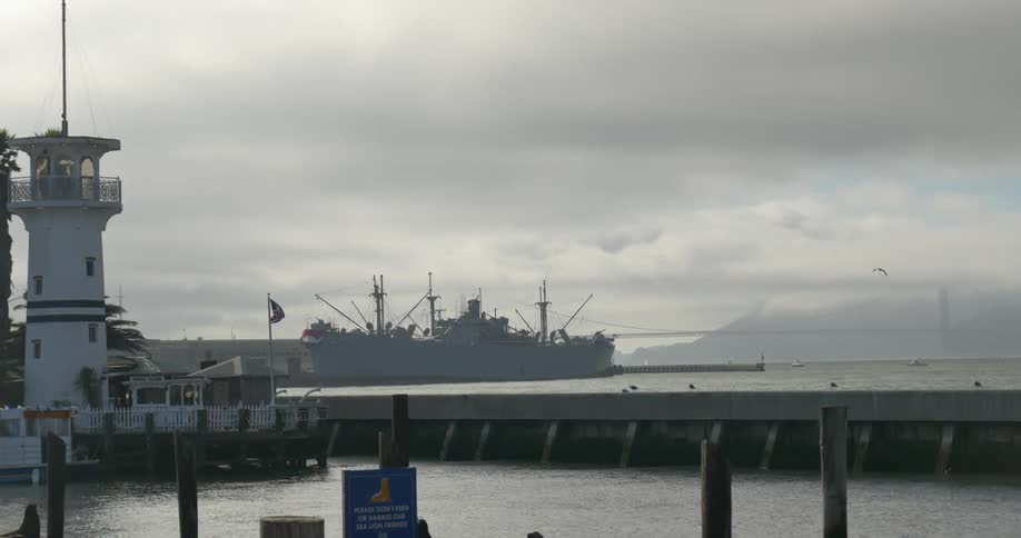 Large warships off in the distance