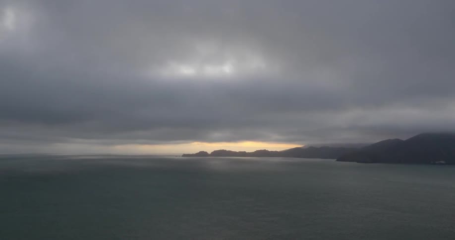 Clouds float over the ocean