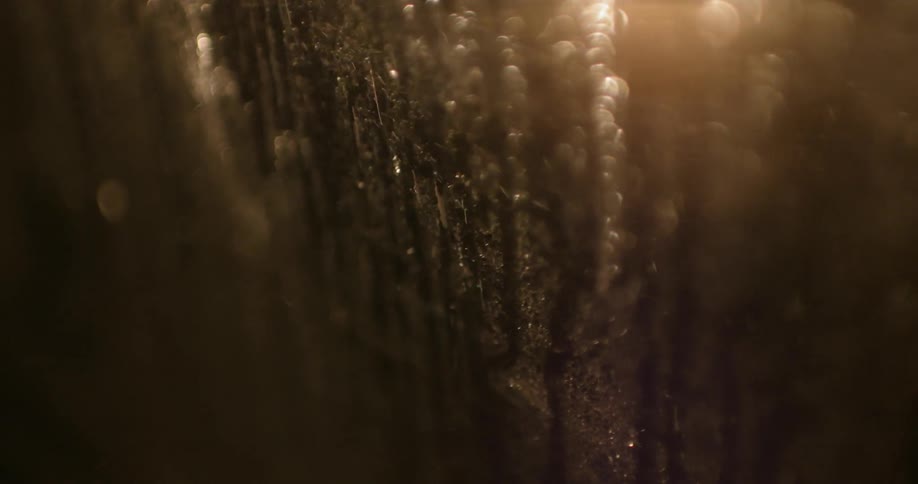 Rain falls on the glass window