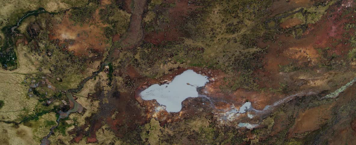A small pond in a rocky area
