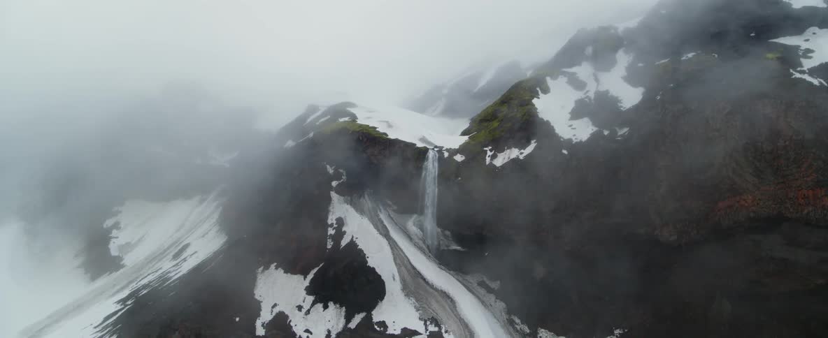 A snowy waterfall