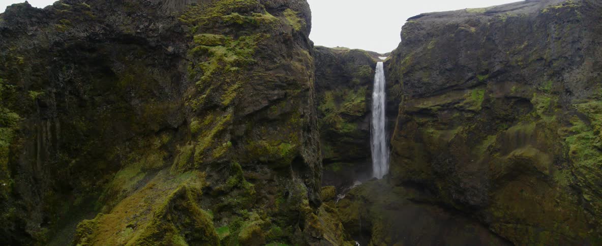 A waterfall on a mountain