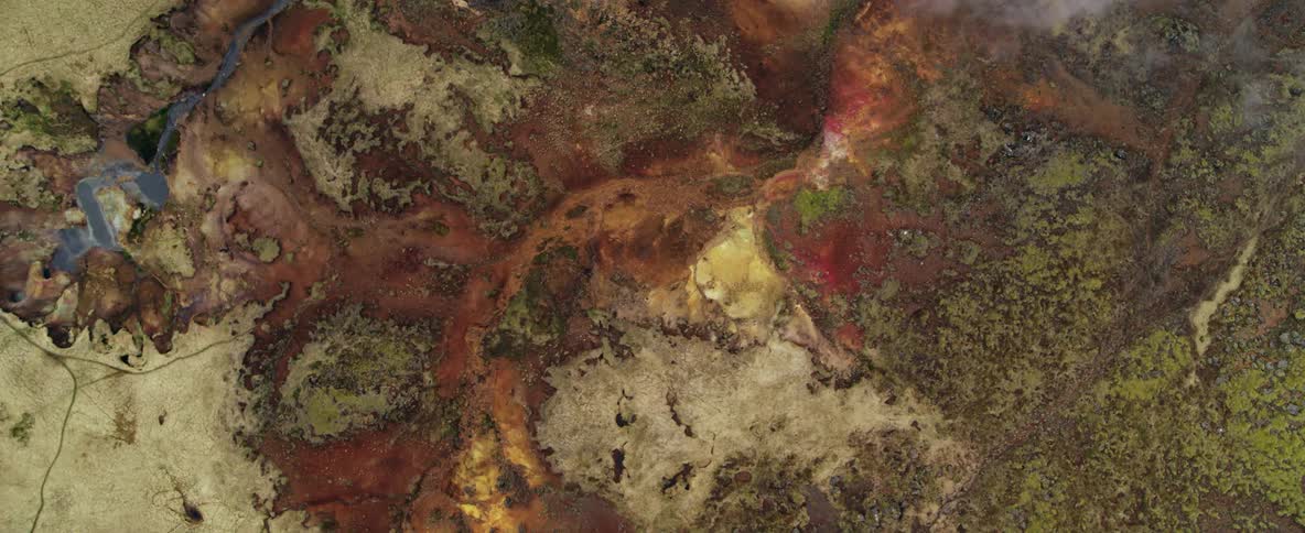 Colorful steaming water