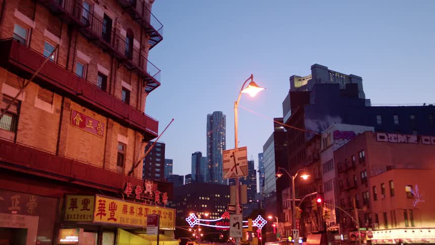 A city at dusk
