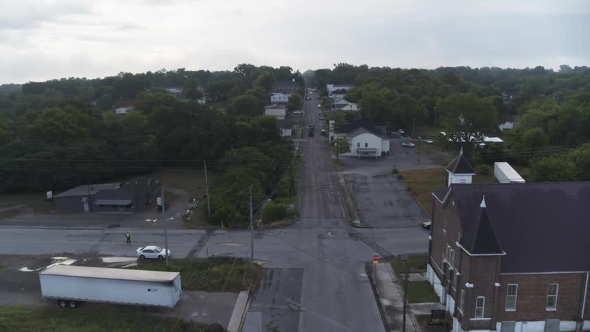 A road through a small town