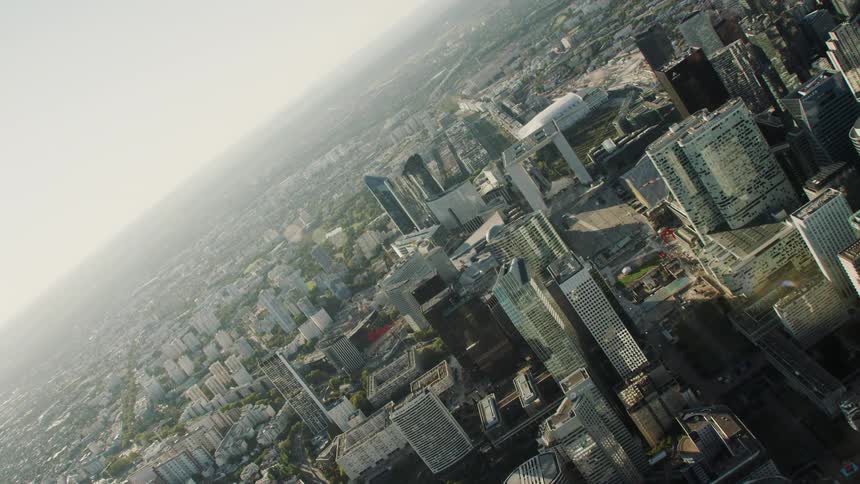 A large flat city during the day