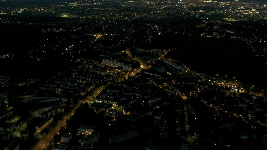 A well lit city at night