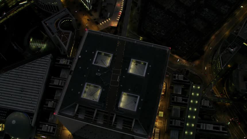 A large building at night