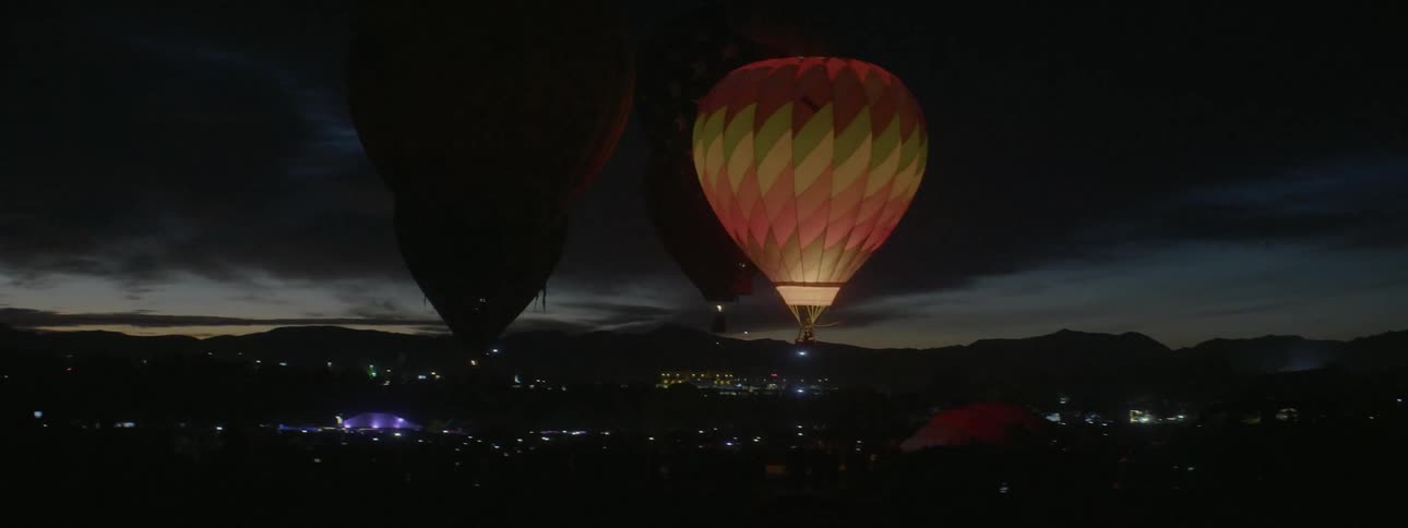 Hot air balloons at night