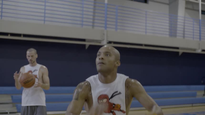 A person playing basketball