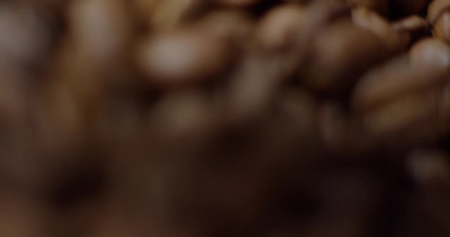 Coffee beans spin in a roaster