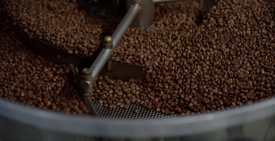 The machine is spinning the coffee beans