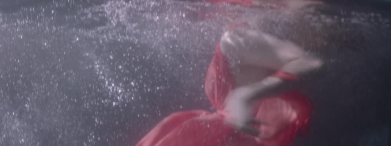 A person falls into the water and swims up