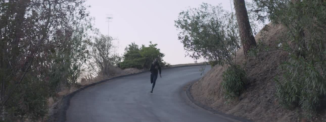 A man is chased down a hill