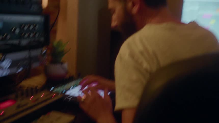 Someone is making music in a studio