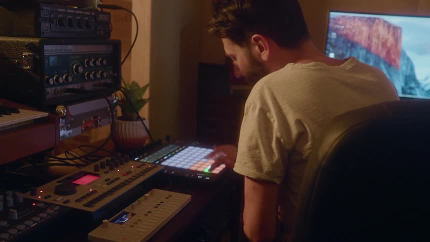 A man is making music