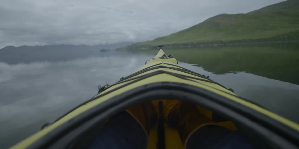A kayak floats on the water