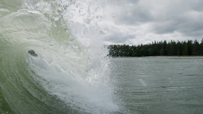 A large wave is breaking