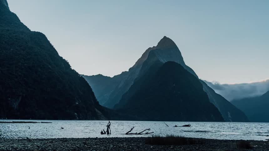 Water ripples on a mountain lake