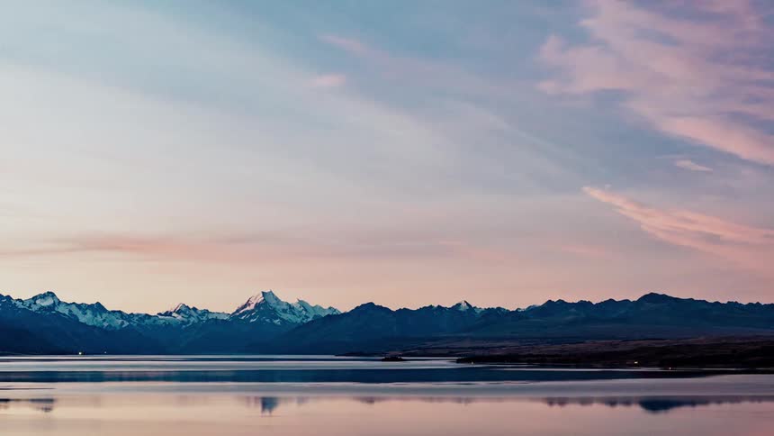 A mountain lake at sunset
