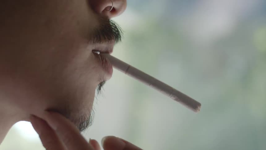 A man is smoking