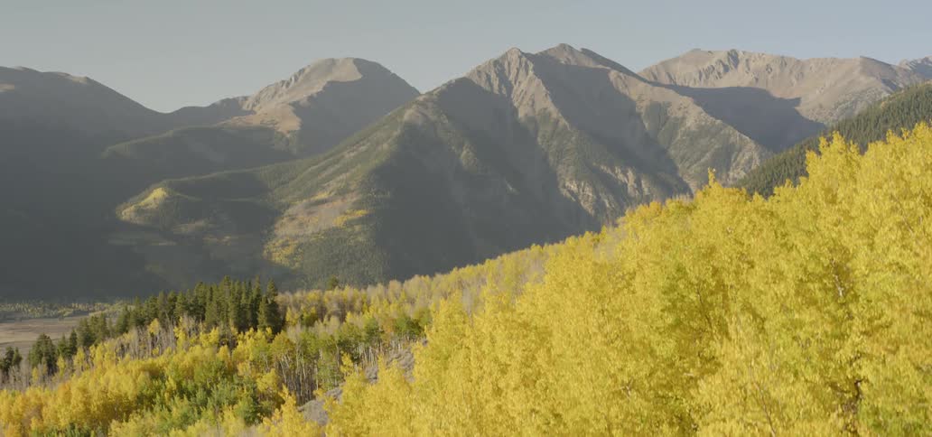 Fall foliage covers a mountainside