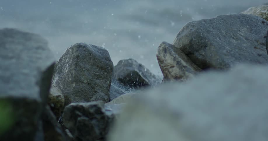 Waves are crashing ashore