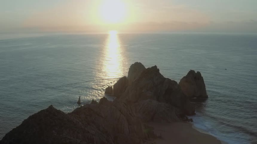 Huge rocks are coming out of the ocean