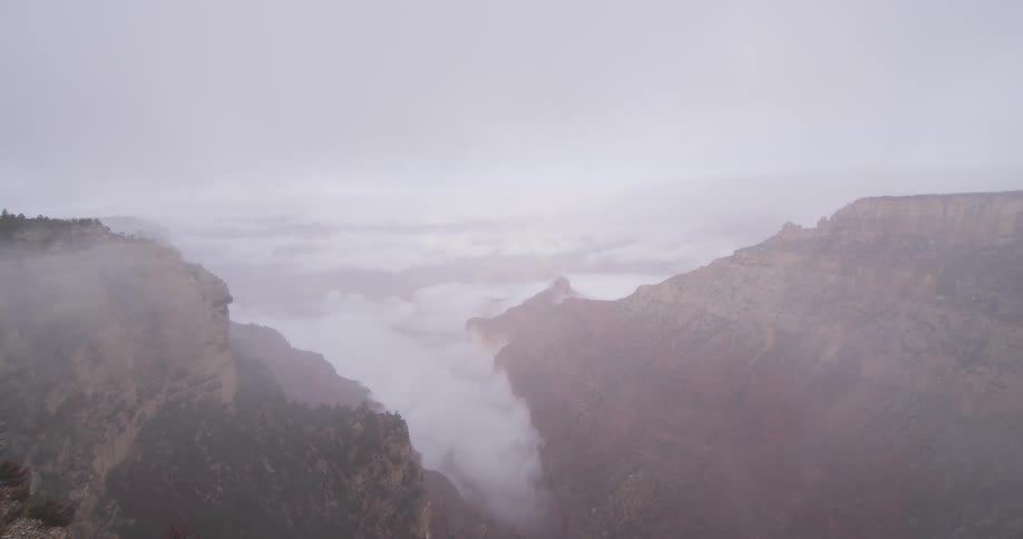 Clouds materialize in the mountains
