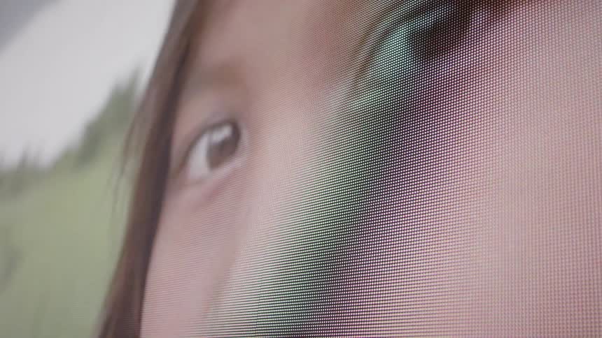 Images of people are flashing on LED wall