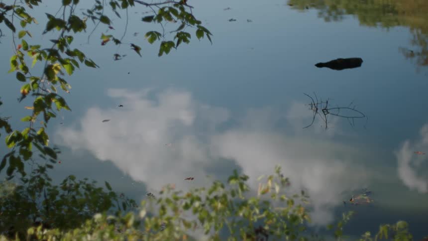 Clouds are reflected on a lake