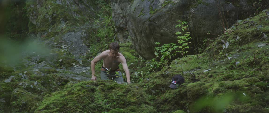 A person walking in the woods