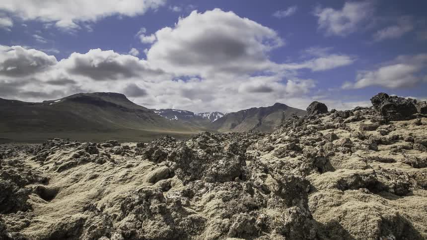 Clouds pass over mountains
