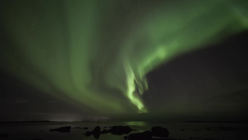 The aurora borealis is creating a light show at night