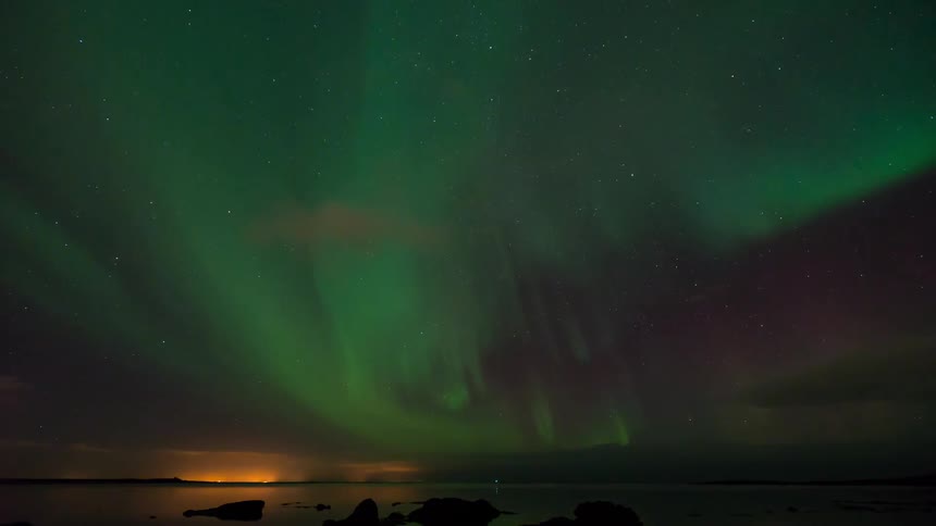The aurora borealis is creating a light show at night