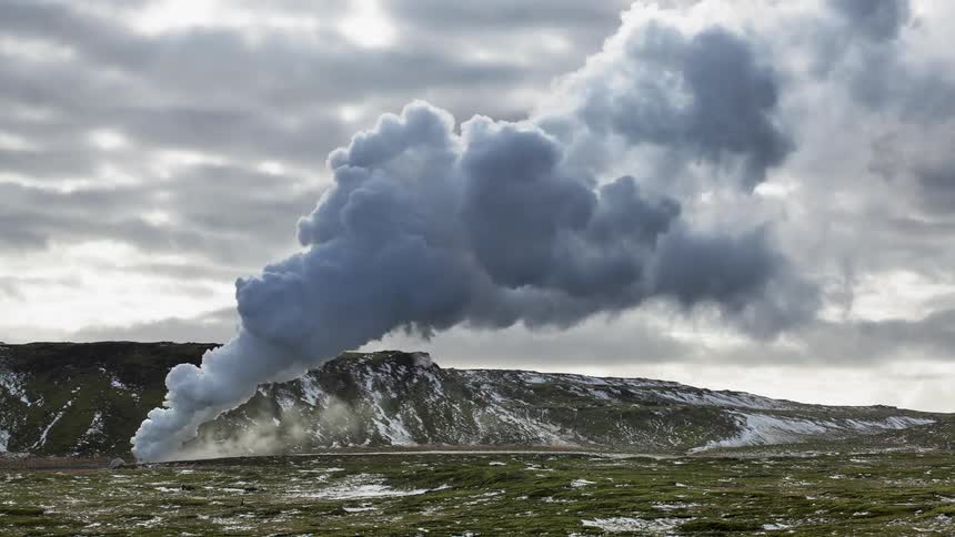 Time lapse of a water geyser venting