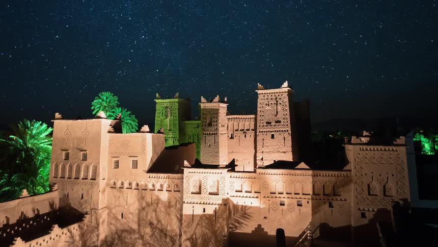 Stars float above the Kasbah in Marrakech at night