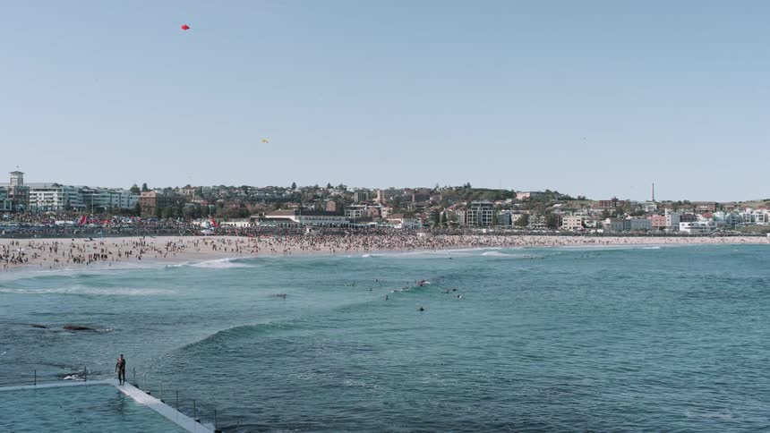Ocean waves flow towards a beach