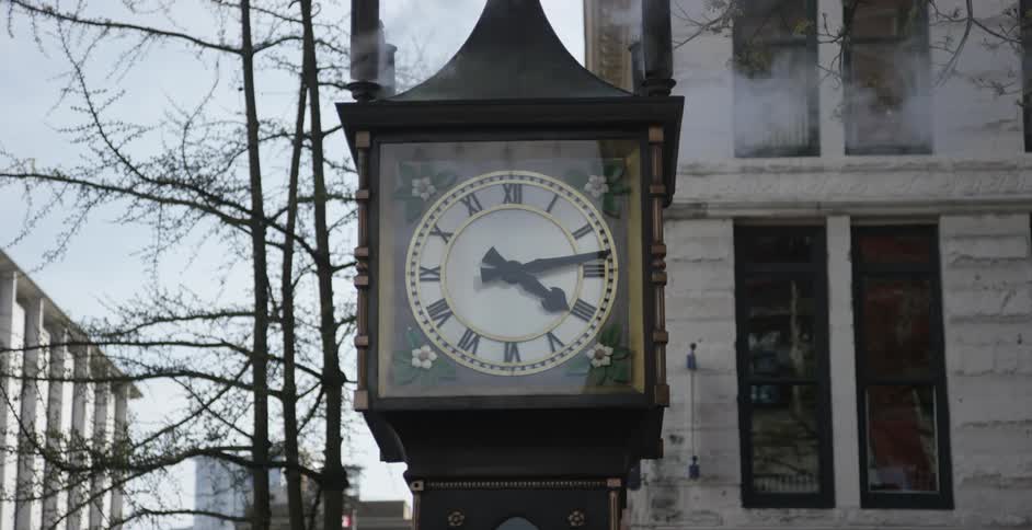 A clock on a winter day