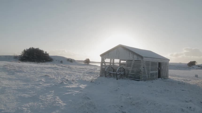 A frozen shack sets empty