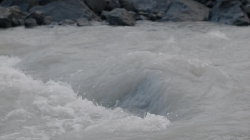 Close up of water rapids in a small river