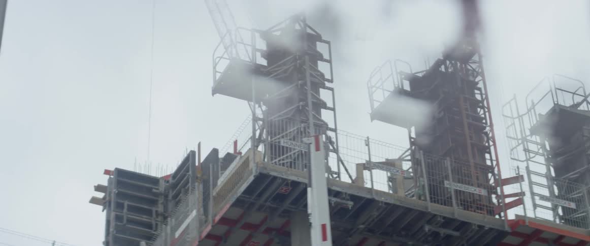 The building ahead is under construction