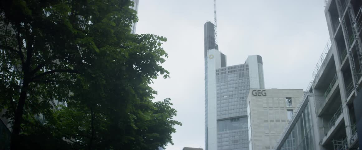 The sky is lined with tall buildings